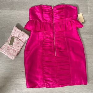 Hot Pink Satin Cocktail Slim Dress